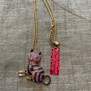 Betsey Johnson Pink Cat Pendant Necklace